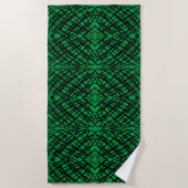 Serviette De Plage Simple Scribble | Carreaux miroir | Vert | (Devant)
