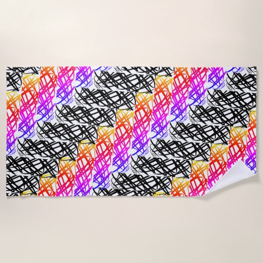 Serviette De Plage Simple Scribble | Os à hareng | (Devant)