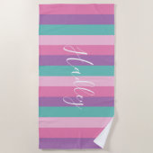 Serviette De Plage Simple Script Stripe Rainbow Enfants (Devant)