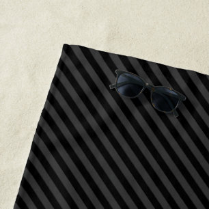 Serviette De Plage Simples bandes diagonales noires et fumantes noire