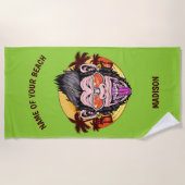 Serviette De Plage Singe fait sur commande de nom, de textes et de (Devant)