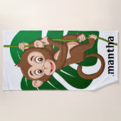Serviette De Plage Singe sur une vigne Design Beach Towne (Devant)