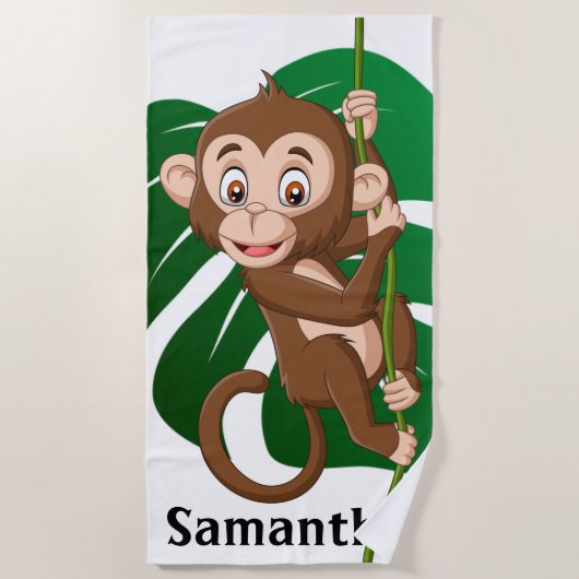 Serviette De Plage Singe sur une vigne Design Beach Towne (Devant)