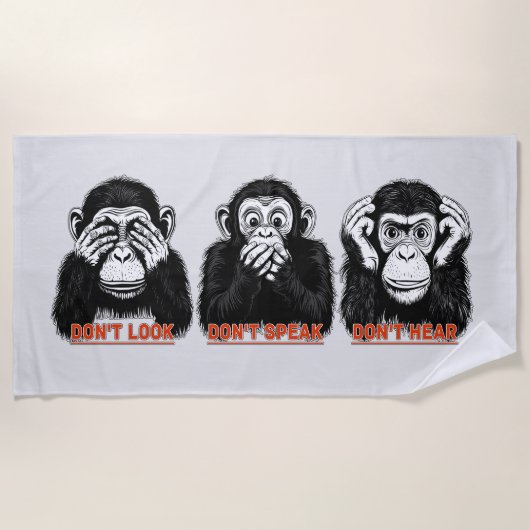 Serviette De Plage singes sages (Devant)