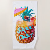 Serviette De Plage "Sippin’ & Chillin’" Boisson de vibe tropicale (Devant)