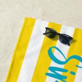 Serviette De Plage Sipping On Sunshine Yellow White Striped Party (En situation)