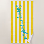 Serviette De Plage Sipping On Sunshine Yellow White Striped Party (Devant)