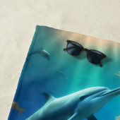 Serviette De Plage Sirène Angélique Nageant Avec Dauphins, (En situation)