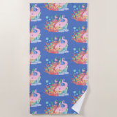 SERVIETTE DE PLAGE SIRÈNE AUX CHEVEUX ROSES (Devant)
