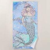 Serviette De Plage Sirène Belle Océan Bleu Parties scintillant Turquo (Devant)