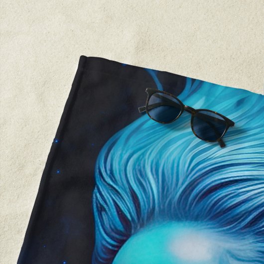 Serviette De Plage Sirène bleu pourpre (En situation)