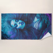Serviette De Plage Sirène bleu pourpre (Devant)