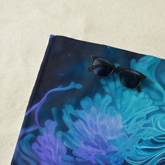 Serviette De Plage Sirène bleu pourpre (En situation)