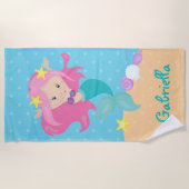 Serviette De Plage Sirène colorée personnalisée (Devant)