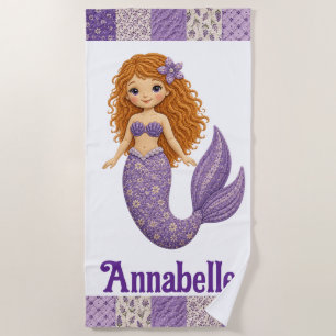 Serviette De Plage Sirène Couverture Violet Joli Personnaliser