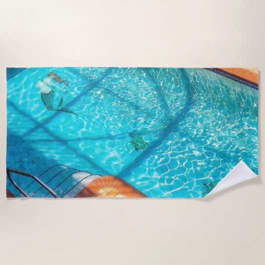 Serviette De Plage Sirène dans une piscine (Devant)
