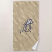 Serviette De Plage Sirène d'argent dans le sable (Devant)