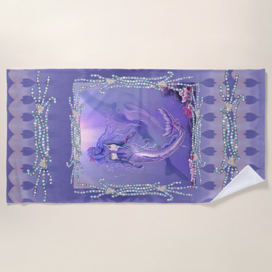 Serviette De Plage Sirène d'océan violet (Devant)