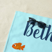 Serviette De Plage Sirène et poisson modifiables (En situation)