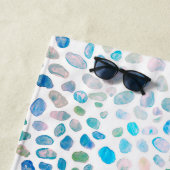 Serviette De Plage Sirène Motif Turquoise en verre de mer (En situation)