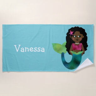 Serviette De Plage Sirène personnalisée d'aluminium de Faux