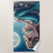 Serviette De Plage Sirène sur la plage la nuit (Devant)