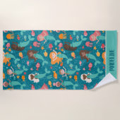 Serviette De Plage Sirènes Whimiques Sous Le Turquoise De La Mer (Devant)