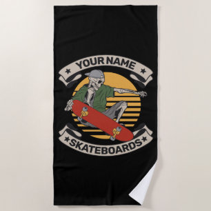 Serviette De Plage Skateboard personnalisé Nez Grab Skeleton Skeleton