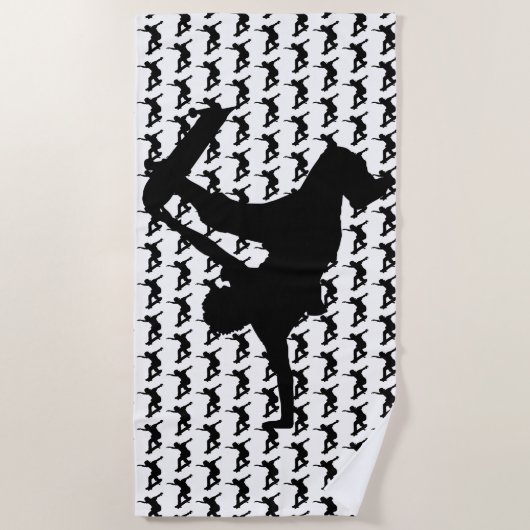 Serviette De Plage Skateboard Skateboard Skateboard Silhouette (Devant)