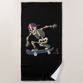 Serviette De Plage Skateboard Skeleton Halloween Skateboard Skateboar (Devant)