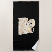 Serviette De Plage Skeleton Accrocher chat Halloween Amoureux des cha (Devant)
