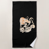 Serviette De Plage Skeleton Cat Crâne kitty mignonne Halloween Design (Devant)