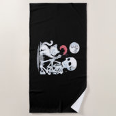 Serviette De Plage Skeleton Chat Halloween drôle mignon Éffrayant ess (Devant)