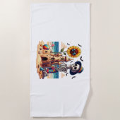 Serviette De Plage Skeleton cool à la plage (Devant)