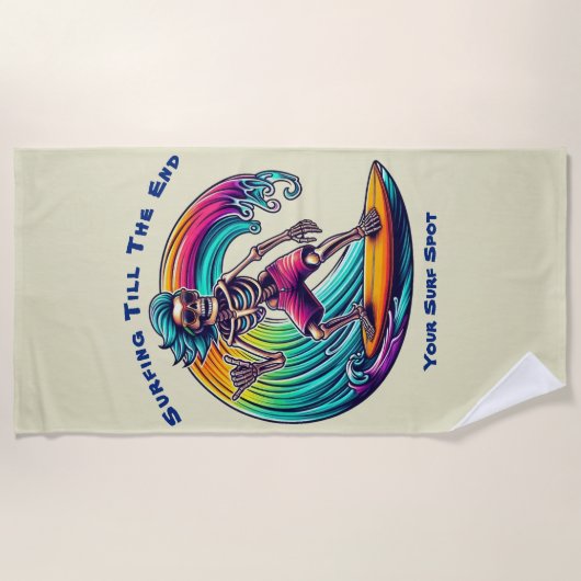 Serviette De Plage Skeleton Surfer En Vague (Devant)
