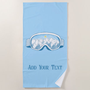 Serviette De Plage Ski Goggings Avec Réflexions Alpines Personnalisée