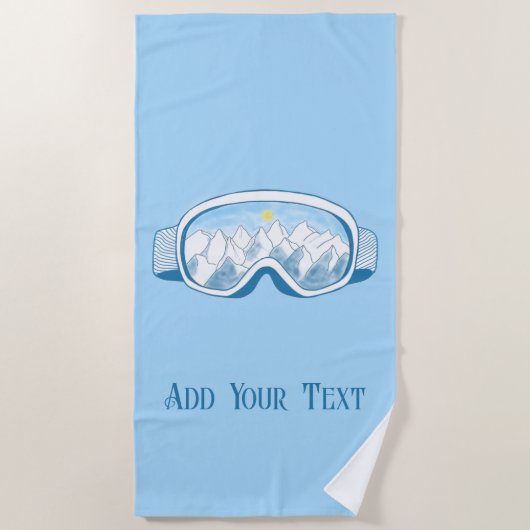 Serviette De Plage Ski Goggings Avec Réflexions Alpines Personnalisée (Devant)