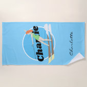 Serviette De Plage Ski nautique de style vintage (Devant)