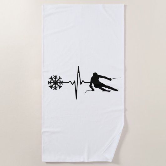 Serviette De Plage Ski - Ski Heartbeat (Devant)