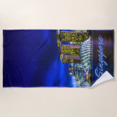 Serviette De Plage Skyline De Singapour La Nuit (Devant)