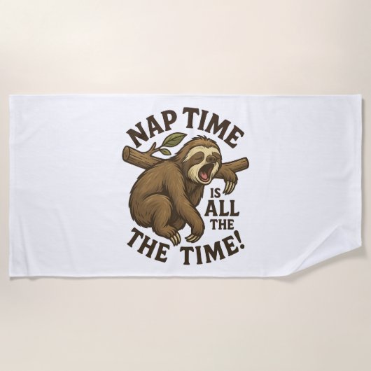 Serviette De Plage Sleepy Sloth Funny (Devant)
