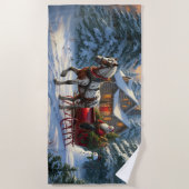Serviette De Plage Sleigh Père Noël à cheval de Noël (Devant)