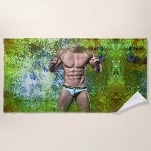 Serviette De Plage SlipperyJoe's homme adulte très musclé torse nu