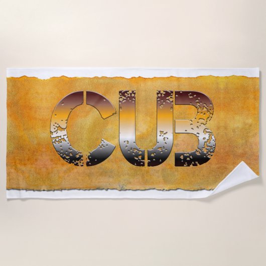 Serviette De Plage SlipperyJoe's petit ours mot orange-brun pro (Devant)