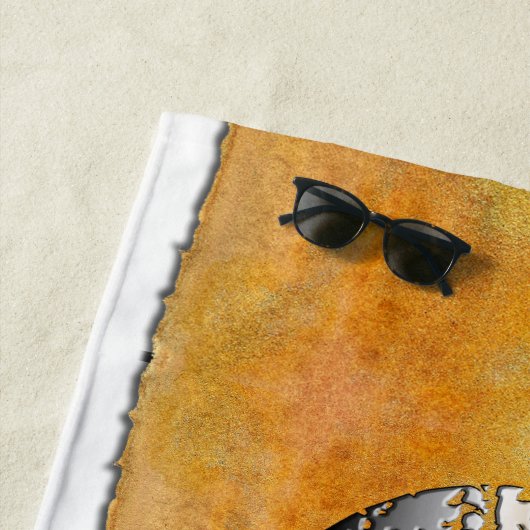 Serviette De Plage SlipperyJoe's petit ours mot orange-brun pro (En situation)