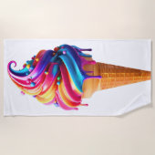 Serviette De Plage SlipperyJoe's vibrante crème glacée cone classique (Devant)