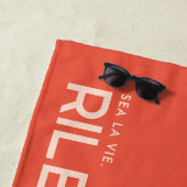 Serviette de plage Slogan personnalisée Sunset Ora (En situation)
