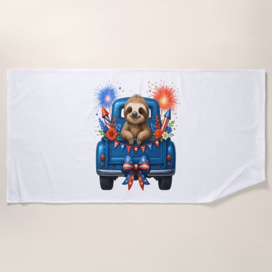 Serviette De Plage Sloth 4 juillet Usa (Devant)