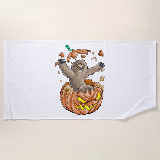 Serviette De Plage Sloth Citrouille Halloween (Devant)