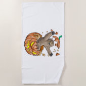 Serviette De Plage Sloth Citrouille Halloween (Devant)